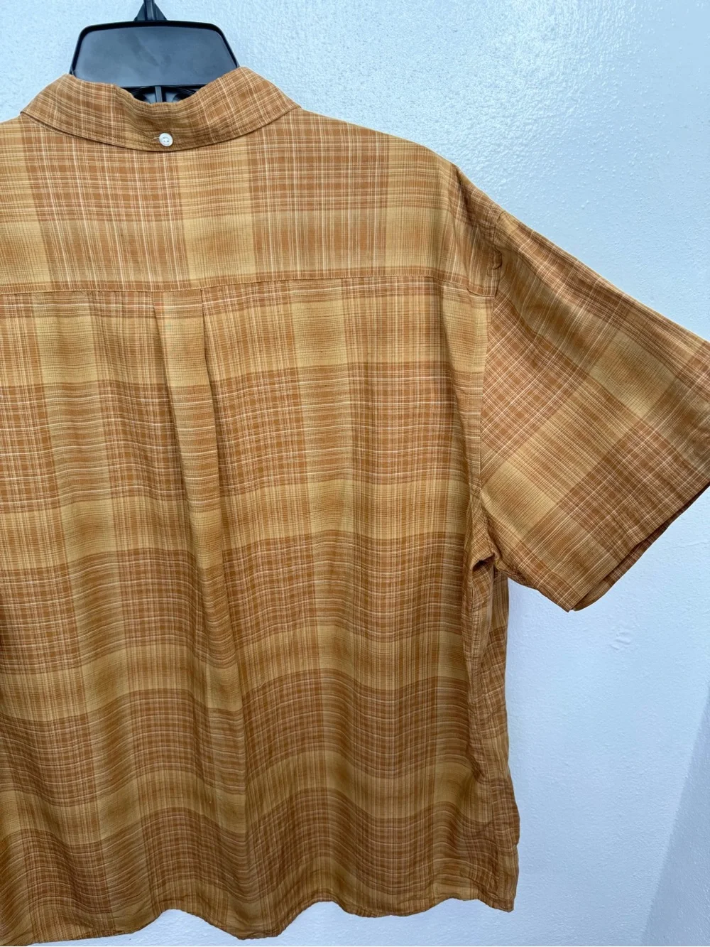 Billy Reid Button-Up Shirt Mens XXL Rust Brown Plaid Check Short Sleeve